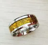 Alla hjärtans dag Vintage kinesisk drake Tungsten stål gyllene ring för män lord bröllop titan ringar band nya punk ring smycken