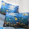 tema subacqueo doppia pesce biancheria da letto copripiumino matrimoniale delfino copriletto letto full size blu e giallo coverlet bambini imposta ragazzo e una ragazza