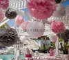 Toptan satış-29 renkler !!! 4 inç 50 adet Doku Kağıt Pom Poms Çiçek Öpüşme Topları Ev Dekorasyon Şenlikli Parti Malzemeleri Düğün Iyilik