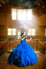 Royal Blue V-cou Princesse 2020 Quinceanera Robes Volants Dentelle Perlée À Lacets Tulle Robe De Bal À Volants De Bal Doux 16 Robe Robes De Fête Pas Cher