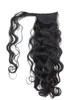 Long Black hair ponytail hairstyle indique Wavy drawstring pony tail wraps clip in hairpiece 120g 140g 160g color 1