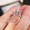 Fashion- spring new S925 silver plated 18K gold gold pear shaped cut drop shape simulation diamond ring