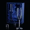 2PC okulary ślubne Flety szampana krystaliczne imprezowe prezent toasting szklany kruk kryształowy prezent z rocznicą z pudełkiem3624799