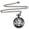 Антикварные классические черные карманные часы «Атака Титанов», винтажные кварцевые аналоговые военные часы с цепочкой-ожерельем, подарок reloj de bolsil311x