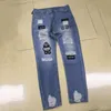 Hommes décontractés consécutifs rétro slim skinny styliste de model styliste déchiré pantalon en jean bleu hanche