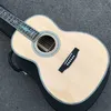 Custom 39 inch solid spruce top electric acoustic guitar OOO shape ebony fingerboard rosewood back side real abalone binding