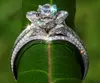 Moda 3-in-1 Kształt Kształt Obietnica Zestaw Ring 925 Sterling Silver Diamond CZ Zaręczyny Zespół Ślubny Pierścienie Dla Kobiet Biżuteria Prezent