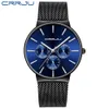 Reloj Hombre 2019 Crrju Top Brand Luxury Men Watches 방수 울트라 얇은 데이트 손목 시계 수컷 메쉬 스트랩 캐주얼 쿼츠 클럭 3051