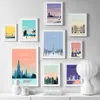 Paris London Berlin Travel Poster Vintage Wall Art Canvas Painting Nordic Posters och utskrifter Väggbilder för vardagsrumsinredning