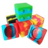 Contenedores de concentrado de silicona 10 unids/lote 9ml Mini forma de cubo de colores surtidos tarros de almacenamiento de cera de silicona de grado alimenticio antiadherente