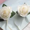 6pcs/lot Silk Rose Head Wedding Party Bride Decoration Rose Flower Bridesmaids Wrist Corsages Wreath Hea