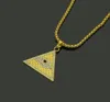 Guld Illuminati Eye Of Horus egyptisk pyramid med 23,6 tums kedja för män/kvinnor hänge halsband Hip Hop smycken Gratis frakt WL897