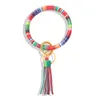 Groothandel- Mode Ins Designer Leuke Mooie Mooie Bloem Patroon Tassel Sleutelhanger Lederen Bangle Armband Voor Vrouw 9 Kleuren