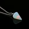 Natural Gemstone Pendant Necklace Crystal Healing Chakra Reiki Silver Stone Hexagonal Prisme Cone Pendulum Charm Necklaces