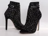 11 cm strass nero peep toe stivaletti alla caviglia moda donna scarpe da donna tacchi alti pompe taglia 35 a 40