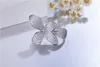 Luxus BIG 100% 925 Sterling Silber offene Blumenringe Delikate Mädchen Frauen Weihnachtsgeschenk süßer silberner größenverstellbarer Ring Schmuck