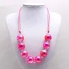 New Arrivel Magic Color Pearl Kid Chunky Halsband Justerat Rope Girls Bubblegum Pärlor Chunky Hänge Halsband Smycken För Barn