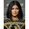 100% человеческих волос Kylie Jenner Medium Lob прямые парик волос