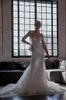 Julie Vino sereia Vestidos de casamento com destacável Train Alças Lace apliques vestidos de noiva sem encosto Trem da varredura vestido de casamento de praia