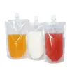 Klare Getränke Beutel Taschen 200ml - 500ml Stand-up Plastik Trinkbeutel mit Halter wiederverschließbar Hitzedichte Wasserflaschen Getränke Beutel Taschen