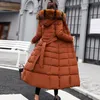 Fitaylor Kış Kadın Uzun Pamuk Parkas Büyük Kürk Yaka Kapşonlu Ceket Rahat Yastıklı Sıcak Ceketler Sabit Kar Palto Y190828