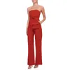 Women's Jumpsuits & Rompers Elegant Off Shoulder Red Jumpsuit Sexy Sleeveless Bow Bodycon Celebrity Party Evening Runway Female 2021 Summer