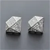 New Fashion 18k Gold and White Gold Princess Cut Diamond Mens Earring Studs Personalized Hip Hop Cz Cubic Zirconia Stud Earrings Jewelry