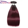 Two Tone Wine Red Peruvian Virgin Colored Bundles Silky Straight Human Hair Extensions 3pcs Precolored 1B 99J Burgundy Ombre Weav3037829