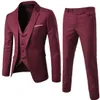 Deep Purple Male Three pieces Mens Suits Slim Fit Single Breasted Men Wedding Suits Custom Made Wedding Tuxedo Suit Sets (Vest+Pants+Blazer)