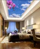 Custom 3D Photo Wallpaper ceilings Fantasy orchid cloud flower ceiling mural