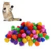 100 piezas coloridas Mini bolas de oropel con purpurina pequeña bola de pompón para juguetes de gato