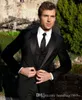 Estilo do clássico One Button Ternos de casamento preto Noivo Smoking pico lapela Groomsmen melhor homem Blazer Mens (jaqueta + calça + Vest + Tie) H: 682