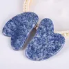 Jade guasha placa de massagem natural azul sodalite spa acupuntura raspagem cura pedra massagem gua sha ferramenta cuidados com a pele maquiagem