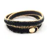 Mode Léopard Bracelet En Cuir Bracelet Réglable Double Couche Snap Bouton Wrap Bracelets Cheval Cheveux Femmes Élégant Bijoux pour Filles Dames