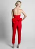 Krikor Jabotian Red Jumpsuits Aftonklänningar med avtagbar kjol Sweetheart Prom Gowns Party Wear Byxor För Kvinnor Skräddarsy Gjord Big Bow