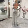 Maniche lunghe Dritto Backless Prom Dress Appliques Paillettes Sessuale Sera Abiti lunghi Abiti Pizzo Donna Abiti da festa formale Custom Made