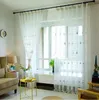 Sheer Curtains Ins Nordic rhombic embroidered window white yarn semi shading curtain balcony bedroom partition