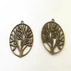 Fascino rotondo dell'orecchino del braccialetto di fascino del pendente dell'albero di vita dell'argento antico di /antique del bronzo di modo 37mm 25pieces/lot