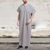 Incerun muslimska kaftan män tryckt kort ärm vintage kläder dubai saudiarabien islamisk lös o nack män jubba tobe plus size238c