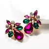 Fashion- Retro Women Jewelry Green Crystal Dangle Earrings Long Style Green Shiny Rhinestone Drop Earring Free shipping