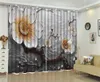 カーテン三次元油絵3Dフローラルカーテンリビングルームベッドルーム美しい実用的な遮光カーテン