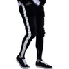 Chude dżinsy mężczyźni Hip Hop Stripe Elastic Slim Fit Denim Spodnie Mężczyzna Elastyczne Ołówek Dno Street Knee Red Hols Dżinsy 2019259a