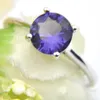 LuckyShine Vintage Six Claw Round Shaped Amethyst Cubic Zirconia Gems Delicate Women 925 Silver Wedding Ring jewelry USA Size 7-9