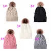 Winter Women Twist Knitted Hat Warm Pom Pom Fur ball fleece lined Hat Skull Beanie Crochet Ski Outdoor Caps Beanies DA048