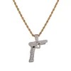 Новый хип-хоп золотой серебряный цвет с медным покрытием Iced Out Micro Paved CZ пистолет кулон ожерелье мужские очаровательные ювелирные изделия