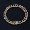 New Fashion Mens Hiphop Cuban Chain Bracelet Gold Silver Color Iced Out Cubic Zirconia Bracelet Punk Jewelry Gifts for Men