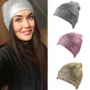 Mujeres Metallic Knit Beanie Unisex Glitter Chunky Trendy brillante Cap Fashion Comfy cálida suave de esquí Skull Party Cuff Hat 10 unids / lote