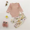 Mikrdoo Infante recém-nascido do bebé Outono Estilo Clothes Set manga comprida Romper Top + Floral Imprimir Pant 2PCS Outfit