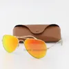 Wholesale- brand new classic pilot sunglasses fashion women sun glasses vassl uv400 matte gold frame green mirror 58mm lens with box