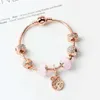 Neue stil lose charme perlen leben baum anhänger armreif rose gold charme armband mädchen frauen geschenk DIY Schmuck Accessories1853